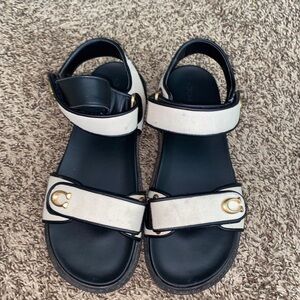 Coach Black and Cream Sporty Sandals